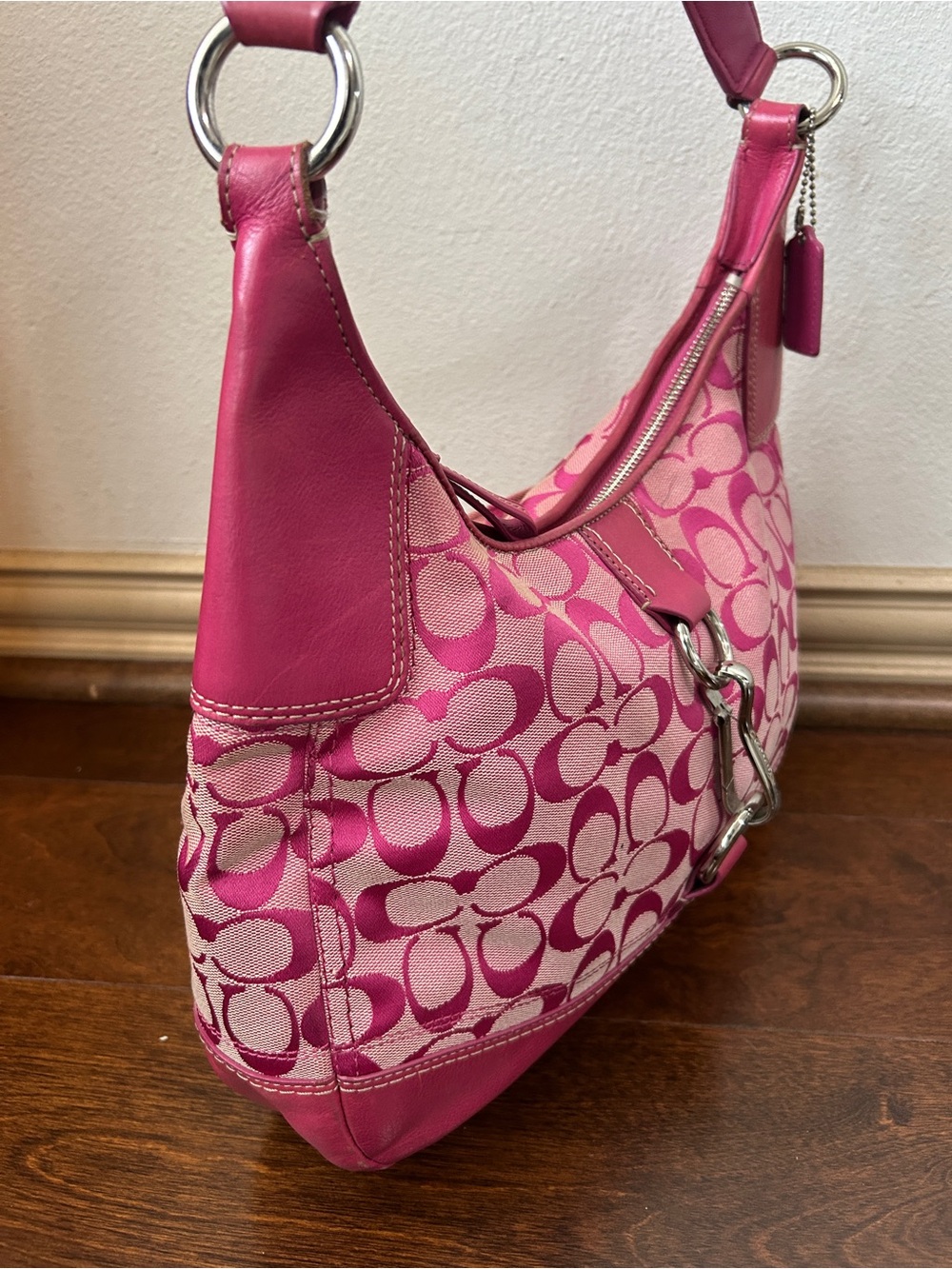 Vintage pink Coach Signature Hamptons shoulder bag - Picture 5 of 8